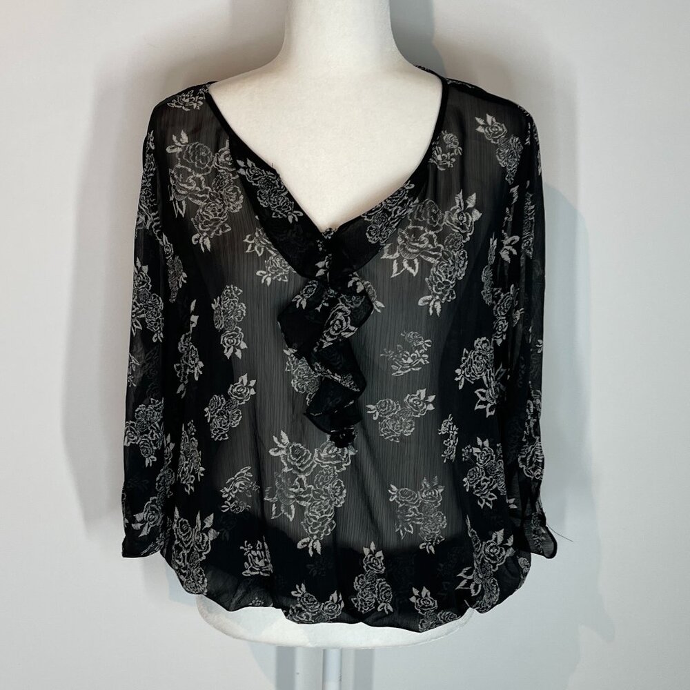 Torrid Black & White Sheer Blouse size 1X